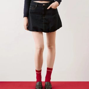 Chân Váy Bí Denim Nữ Lai Bồng Form Balloon